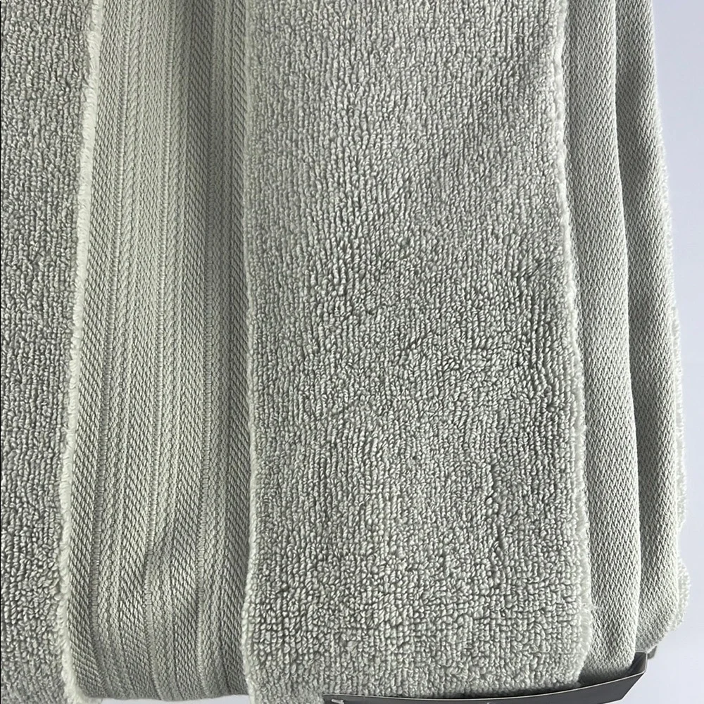Brooks Brothers Bath Towel Set Gray Plush Premium Cotton Zero Twist Set of 8 NEW